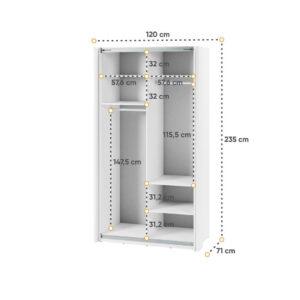 Maxi MX-01 Sliding Door Wardrobe 120cm in White - close detail of the door finish and handle