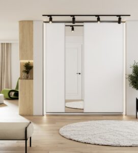Maxi MX-03 Sliding Door Wardrobe 170cm in White - side profile showing the depth