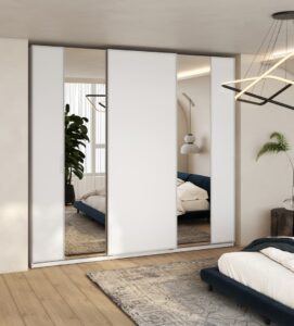 Maxi MX-05 Sliding Door Wardrobe 220cm in White - side profile showing the depth