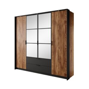 Milton Hinged Door Wardrobe 223cm in Oak Chestnut - shown in a bedroom setting, 223cm wide
