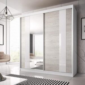 Multi 32 Sliding Mirror Door Wardrobe 233cm - shown in a bedroom setting, 233cm wide