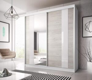 Multi 32 Sliding Mirror Door Wardrobe 203cm - shown in a bedroom setting, 203cm wide