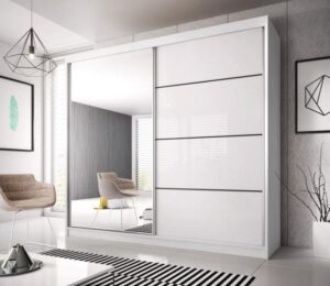 Multi 35 Sliding Mirror Door Wardrobe 233cm - front view with the doors closed