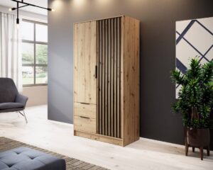 Nelly Hinged Door Wardrobe 105cm - shown in a bedroom setting, 105cm wide
