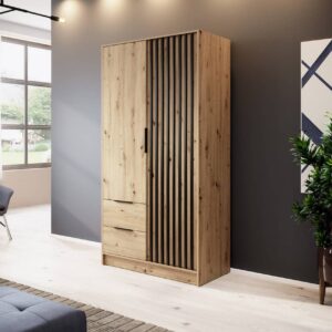 Nelly Hinged Door Wardrobe 105cm - shown in a bedroom setting, 105cm wide