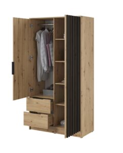 Nelly Hinged Door Wardrobe 105cm - interior layout with the doors open