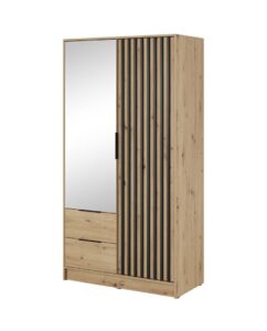 Nelly Hinged Door Wardrobe 105cm [Mirror] - front view with the doors closed