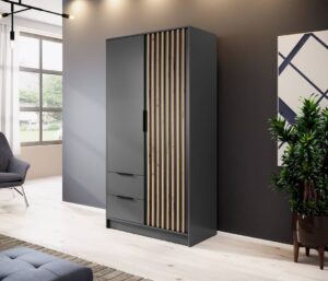 Nelly Hinged Door Wardrobe 105cm - close detail of the door finish and handle