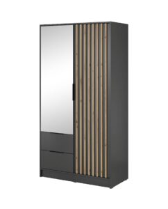 Nelly Hinged Door Wardrobe 105cm [Mirror] - side profile showing the depth