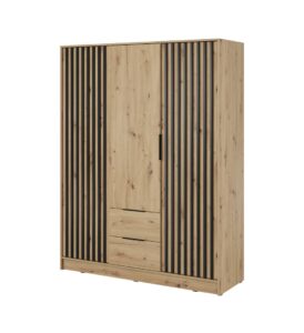 Nelly Hinged Door Wardrobe 155cm - front view with the doors closed