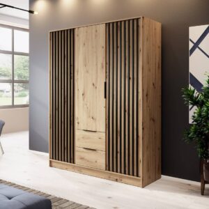 Nelly Hinged Door Wardrobe 155cm - shown in a bedroom setting, 155cm wide