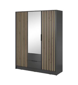 Nelly Hinged Door Wardrobe 155cm [Mirror] - close detail of the door finish and handle