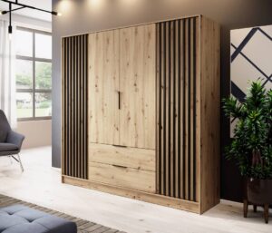Nelly Hinged Door Wardrobe 206cm - shown in a bedroom setting, 206cm wide
