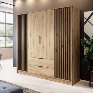 Nelly Hinged Door Wardrobe 206cm - shown in a bedroom setting, 206cm wide