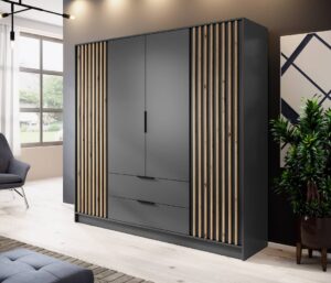 Nelly Hinged Door Wardrobe 206cm - close detail of the door finish and handle