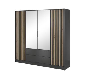 Nelly Hinged Door Wardrobe 206cm [Mirror] - side profile showing the depth