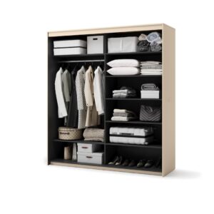 Trend TS-01 Sliding Door Wardrobe 200cm with LED in Beige - interior layout with the doors open