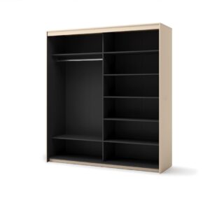 Trend TS-01 Sliding Door Wardrobe 200cm with LED in Beige - front view with the doors closed