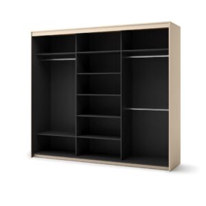 Trend TS-02 Sliding Door Wardrobe 250cm with LED in Beige - front view with the doors closed