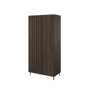 Piemonte PE-01 Hinged Wardrobe 92cm in Portland Ash - shown in a bedroom setting, 92cm wide