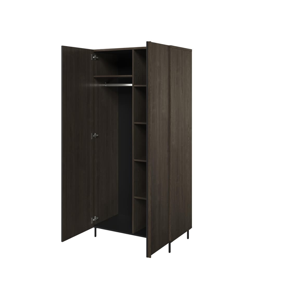 Piemonte PE-01 Hinged Wardrobe 92cm in Portland Ash - front view with the doors closed