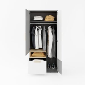 Pok PO-02 2 Door Wardrobe, shown at an angle — Arte-N kids wardrobe