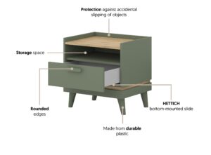 Scandi Bedside Table 50cm, detail view — Arte-N bedroom cabinet