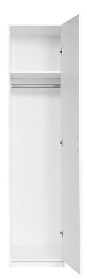 Snow 01 HInged Door Wardrobe 47cm in White Gloss - front view with the doors closed