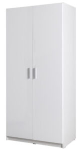 Snow 02 Hinged Door Wardrobe 92cm in White Gloss - shown in a bedroom setting, 92cm wide