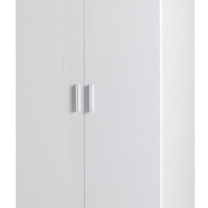 Snow 02 Hinged Door Wardrobe 92cm in White Gloss - shown in a bedroom setting, 92cm wide