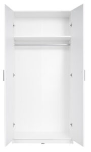 Snow 02 Hinged Door Wardrobe 92cm in White Gloss - front view with the doors closed