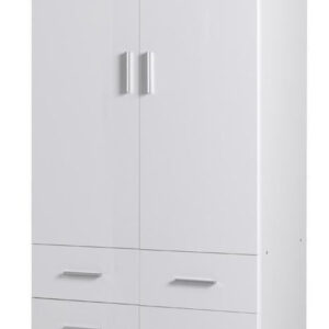 Snow 03 Hinged Door Wardrobe 92cm in White Gloss - shown in a bedroom setting, 92cm wide