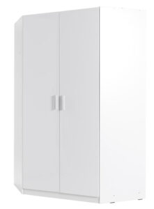 Snow 06 Corner Wardrobe 117cm in White Gloss - shown in a bedroom setting, 117cm wide