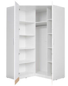 Snow 06 Corner Wardrobe 117cm in White Gloss - front view with the doors closed