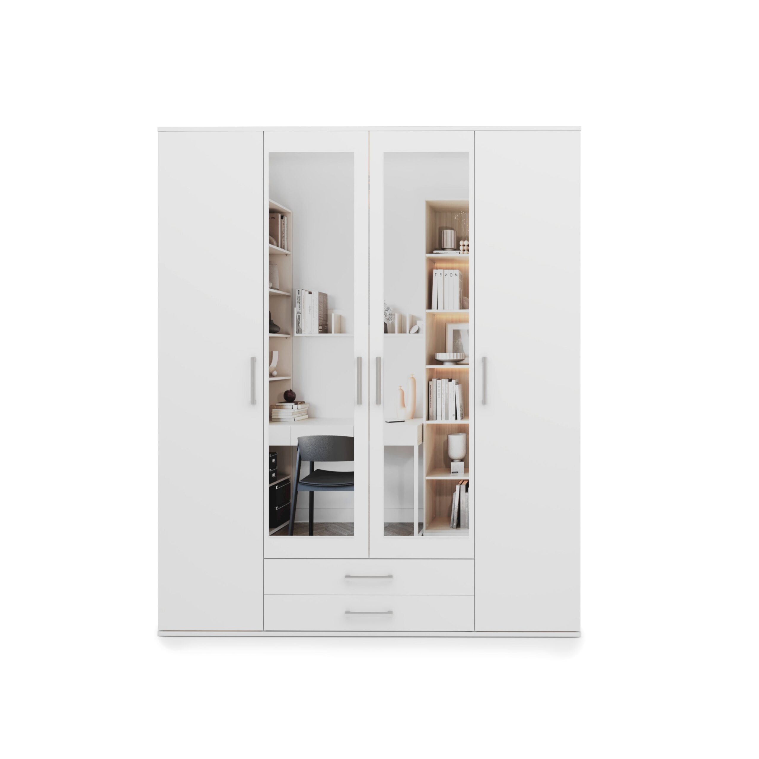 Taby Hinged Door Wardrobe 162cm in White - front view with the doors closed