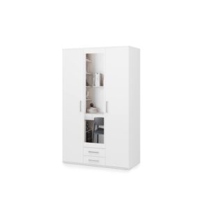 Taby Hinged Door Wardrobe 122cm in White - shown in a bedroom setting, 122cm wide