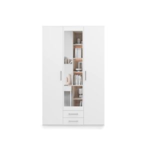 Taby Hinged Door Wardrobe 122cm in White - front view with the doors closed