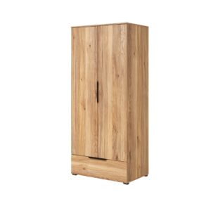 Tokyo 18 Hinged Door Wardrobe 86cm in Oak Mauvella - shown in a bedroom setting, 86cm wide