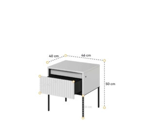 Trend TR-10 Bedside Cabinet 46cm with LED, drawer and storage detail — Arte-N bedroom cabinet