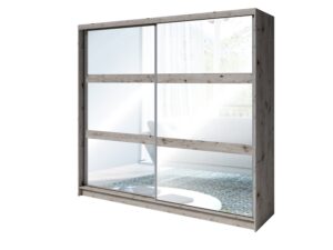 Togo 12 Sliding Door Wardrobe 230cm in Oak Wellington - shown in a bedroom setting, 230cm wide