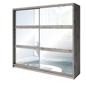 Togo 12 Sliding Door Wardrobe 230cm in Oak Wellington - shown in a bedroom setting, 230cm wide