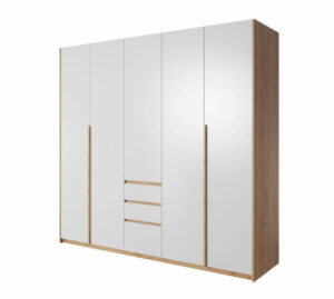 Xelo Hinged Door Wardrobe 225cm in White - shown in a bedroom setting, 230cm wide