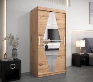 Boliwia Sliding Door Wardrobe 100cm - front view with the doors closed