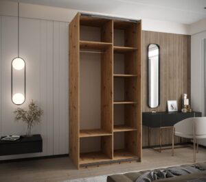 Trosa I Sliding Door Wardrobe 100cm - interior layout with the doors open