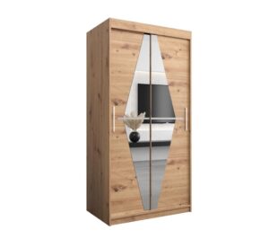 Boliwia Sliding Door Wardrobe 100cm - shown in a bedroom setting, 100cm wide
