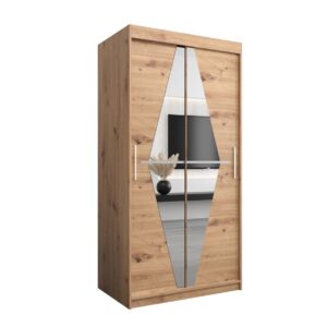 Boliwia Sliding Door Wardrobe 100cm - shown in a bedroom setting, 100cm wide
