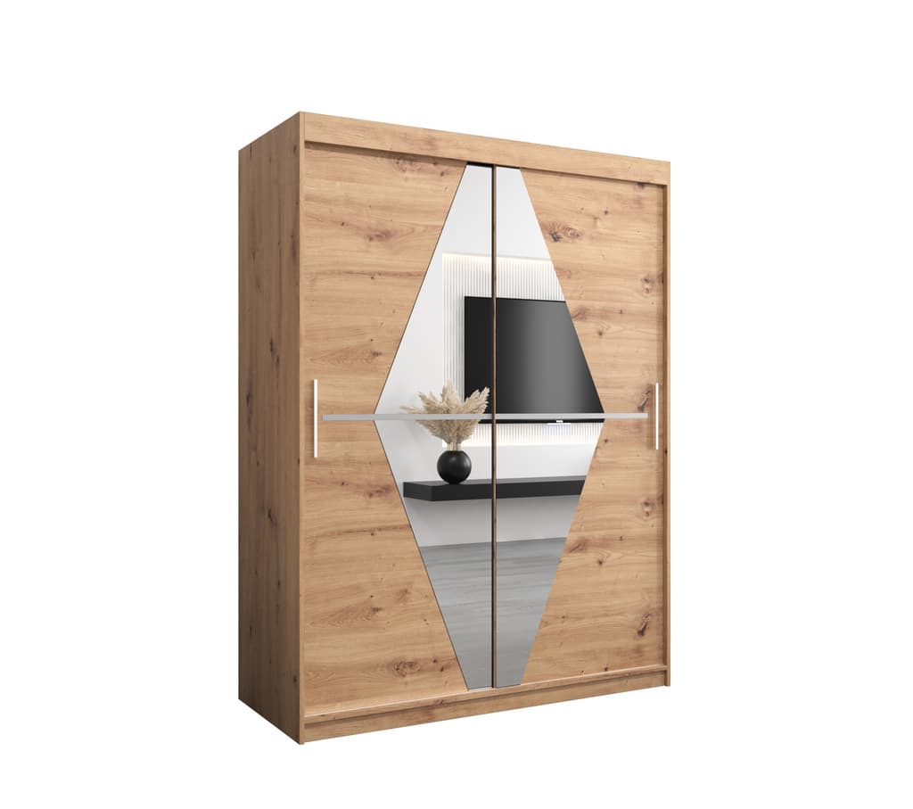 Boliwia Sliding Door Wardrobe 150cm - shown in a bedroom setting, 150cm wide