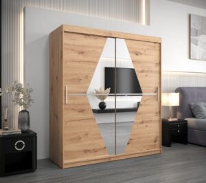 Boliwia Sliding Door Wardrobe 180cm - front view with the doors closed