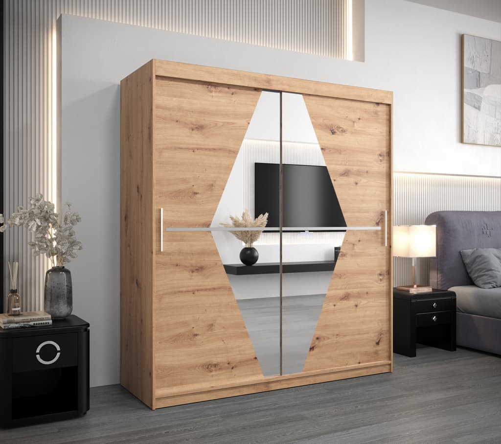 Boliwia Sliding Door Wardrobe 180cm - front view with the doors closed
