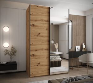 Trosa III Sliding Door Wardrobe 160cm - close detail of the door finish and handle